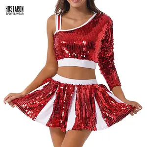 HOSTARON Wholesale Free Design Pretty Cheerleading Uniform High Quality Shiny Rhinestones Young Girl Cheer uniform