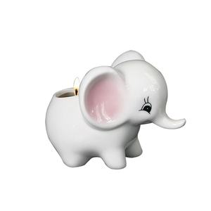 Bán buôn tùy chỉnh dễ thương Trắng Elephant gốm rỗng người giữ ngọn nến - Product Image 1