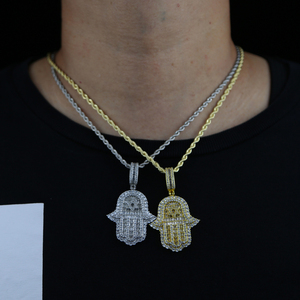 Nuovi CZ occhi dell'angelo <span class=keywords><strong>di</strong></span> <span class=keywords><strong>Fatima</strong></span> <span class=keywords><strong>collana</strong></span> <span class=keywords><strong>con</strong></span> ciondolo ghiacciato Bling Cubic Zirconia Hamsa Charm a <span class=keywords><strong>mano</strong></span> Hip Hop donna uomo gioielli - Product Image 4