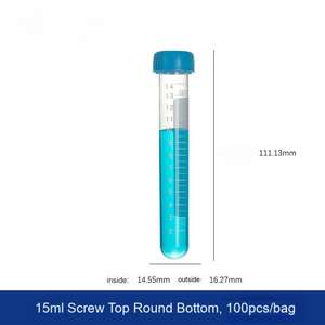 צינורות צנטריפוגה חרוטיים 15 מ\\\"ל מפלסטיק רפואי, בעלי מכסה הברגה, תחתית קמורה, סטריליים, כחולים-כתומים, עם מכסה הברגה, לתרביות תאים - Product Image 3