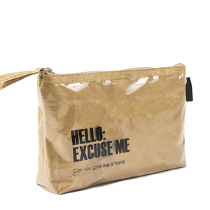 Sac cosmétique étanche personnalisé pochette de toilette en papier kraft sac de voyage à fermeture éclair durable en Tyvek - Product Image 5