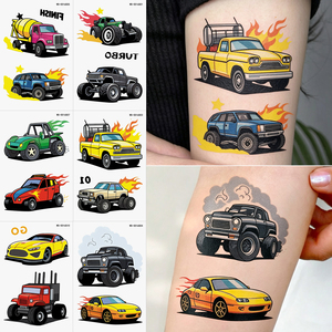 Adesivi per <span class=keywords><strong>Tatuaggi</strong></span> Temporanei per Bambini, Disegni di Monster Truck e Auto da Corsa, <span class=keywords><strong>Tatuaggi</strong></span> Finti Impermeabili per Ragazzi, Decorazioni per Feste - Product Image 3