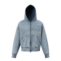 Cardigan à capuche court pour homme Yali, style streetwear américain, tendance, imprimé délavé, avec poches