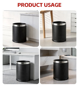 Luxury Hotel PP Trash Can <b>Double</b> Layer Hidden Bag Eco-Friendly Waste <b>Bin</b> Black Office Commercial Garbage Can Indoor/Outdoor - Product Image 5