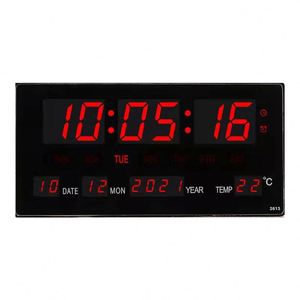นาฬิกาแขวนผนังดิจิตอล LED ควอตซ์ทันสมัยแบบขายส่ง  วัสดุ ABS หน้าปัดเดียว  แสดงอุณหภูมิ  เหมาะสำหรับห้องนั่งเล่น - Product Image 1