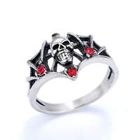 Bague en acier inoxydable Non ternie, bague rétro gothique en Zircon rouge, squelette de vigne, Punk pour femmes et filles