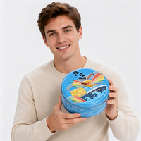 Boîte à biscuits en étain personnalisée avec logo, de qualité alimentaire, ronde, pour l'emballage de produits de boulangerie