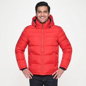 Veste polaire tissée pour hommes personnalisable en gros veste d'hiver à col montant avec poche imprimée OEM veste polaire à bulles personnalisée - Product Image 1