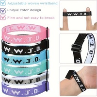 Usine personnalisée W.W.J.D. Bracelet de poignet imprimé lettre Jacquard Bracelet tressé tissé réglable Cadeaux pour les amis