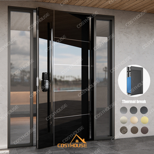 <span class=keywords><strong>Porte</strong></span> <span class=keywords><strong>d</strong></span>'<span class=keywords><strong>entrée</strong></span> <span class=keywords><strong>de</strong></span> sécurité moderne à charnières latérales avec serrure intelligente, panneau en verre noir ou en acier inoxydable brillant - Product Image 2