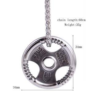 Collier Zeus Sport avec pendentif en forme de disque de musculation, 34 mm, acier inoxydable, pour un usage quotidien - Product Image 5