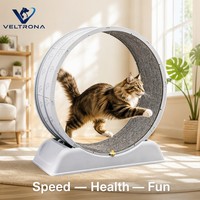 Roue d'exercice pour chat VELTRONA écologique, en plastique gris, motif patte segmenté, tapis silencieux, jouet de course, 2 tailles de base, 7 kg