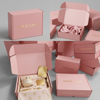 Boîte d'emballage pour hijab en carton ondulé avec logo personnalisé, design gratuit, écologique, boîtes d'expédition pour produits de beauté naturels, boîte à courrier en papier rose