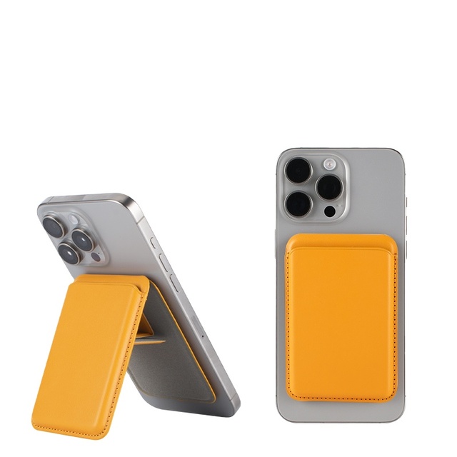 Portable Fashion Magsafe PU Leather Card Holder Stand with Customizable Design for Mobile Phones and Credit Cards