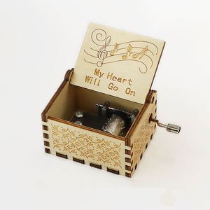 Custom logo Printed Hot Selling Colorful Laser Engraved Hand Crank Mini Diy Wooden <b>Music</b> <b>Box</b> Gift - Product Image 3