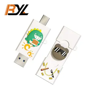 Custom Oem Push-Pull Type-C 2.0 Usb Pen Drive 1Gb 4Gb 8Gb 16Gb 32Gb 64Gb 128Gb Pendrive 3.0 Otg 2In1 Dual U Disk Usb Flash Drive