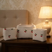 Ensemble de 3 paniers de rangement pliables de luxe en sherpa, polyester, écologiques, multifonctionnels, avec poignées, pour chambre à coucher, salon