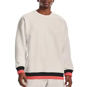 high quality fleece drop shoulder crew neck sweatshirt with contrast color rib cuff