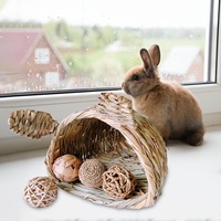 Cabane en herbe avec ouvertures, maison en herbe, maison en herbe pour cobayes, écureuils, chinchillas, lapins, petits animaux