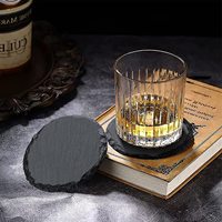Sous-verres en ardoise naturelle de style campagnard en gros, 10 cm de diamètre, ronds, personnalisables pour la gravure, sets de table et coussinets