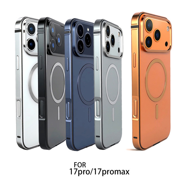 Luxury Aluminum Metal Frame Magnetic Cell Phone Case for Apple iPhone 17 Pro Max 17 Pro Backplane Shockproof Protective Cover