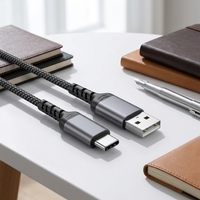 Câble de données universel compatible en nylon tressé avec interface Type-C