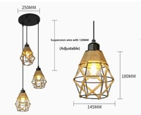 Lampe suspendue en chanvre décoratif, support de lampe suspendue, lampe suspendue en fer forgé de style industriel pour salon, lustres vintage