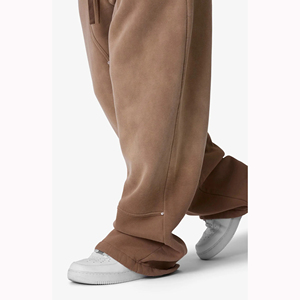 Coulisse in vita 100% cotone cotone traspirante lavato marrone stile occidentale rilassato-fit doppio ginocchio <span class=keywords><strong>pantaloni</strong></span> <span class=keywords><strong>della</strong></span> <span class=keywords><strong>tuta</strong></span> da uomo - Product Image 6