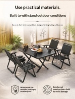 Ensemble table et chaises pliantes en métal pour l'extérieur - Portable pour pique-nique, camping, repas - Design moderne, rangement compact
