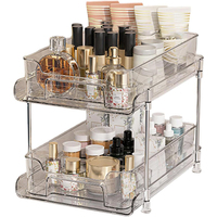 Organisateur et boîte de rangement transparente à 2 niveaux en plastique acrylique transparent sous l'évier
