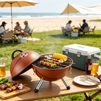 Barbecue portable de style coréen moderne et haut de gamme, petit modèle, au charbon de bois, avec finition en acier thermolaqué