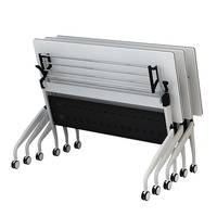 Table d'entraînement pliable au design moderne, bureau modulable long et mobile, combinaison simple chaise et table, en PVC écologique pour usage commercial