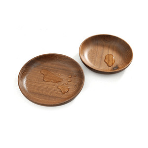 Vaisselle ronde en bois de noyer noir plateau à fruits décoratif pour plateaux à collation plateau à vaisselle en bois - Product Image 2