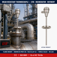 Termokopel Anti Ledakan Tahan Aus dari Baja Tahan Karat Huadong untuk Boiler CFB & Insinerator