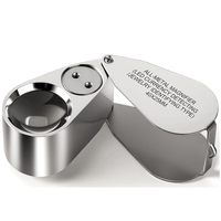 40X Jewelry Loupe Magnifying Glass UV LED Light Pocket Folding Magnifier Metal for Stamps Rock Collection Close Range Work
