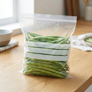 Robuste 0,5mm LDPE Transparente Plastik-Reißverschlusstasche mit Weißen Beschriftungsfeldern und Wiederverschließbarem Verschluss für Lebensmittelaufbewahrung - Product Image 3