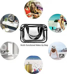 Du Lịch Mỹ Phẩm Nhựa Trong Suốt <span class=keywords><strong>PVC</strong></span> Trang Điểm Túi Sân Vận Động Trường Crossbody Rõ Ràng Túi - Product Image 5