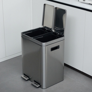 2 Part Foot <strong>Pedal</strong> <strong>Dual</strong> Compartment Trash Can Waste Recycling <strong>Bin</strong> for Hotel Household Kitchen Use - Product Image 6
