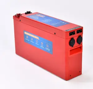Casing Baterai Diy 6000 Cycle Aluminium Lifepo4 Slim 12V 100Ah 12V100Ah dengan Usb Terminal Depan Slimline Fall Batterie