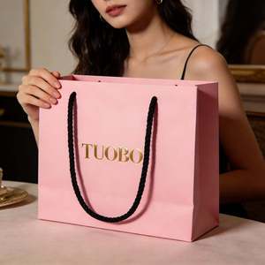 Custom Matte Black Kraft <b>Gift</b> <b>Bags</b> with Premium Handles Luxury Boutique Packaging Foil Pantone Logo Printing - Product Image 2