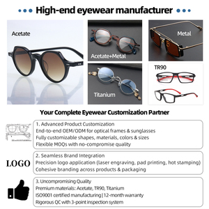 Trung Quốc thâm quyến nhà máy bán sỉ retro màu xanh ghép Vòng khung Chất lượng cao Acetate quang gọng kính - Product Image 5