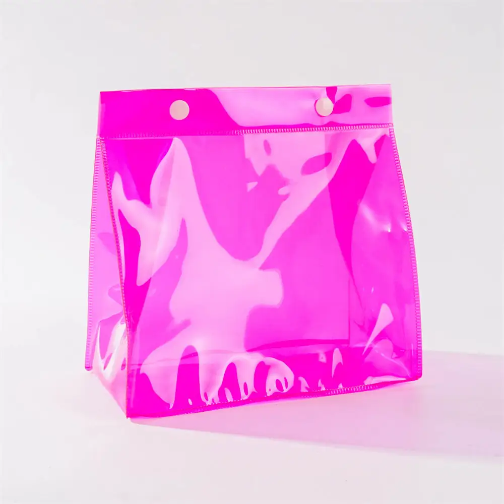 Commercio all'ingrosso mini formato ragazze PVC regalo trasparente piccola busta di gelatina colorata trasparente in pvc borsa cosmetica con bottone