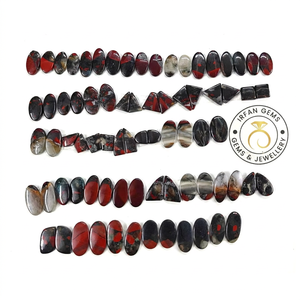 Lot en gros de pierres précieuses naturelles africaines en pierre de sang, polies, rouges et vertes, en forme de cabochon mixte, 25-40mm, pour la fabrication de bijoux - Product Image 2