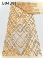 CHOCOO Tissus en dentelle brodée de perles violettes en gros pour femmes, tissu en dentelle française en tulle africain perlé et à sequins