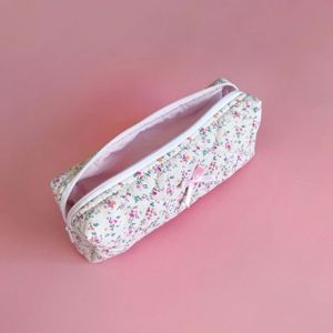 Étui à crayons personnalisé en coton écologique recyclable avec fermeture éclair et imprimé floral pour les élèves - Cadeau de rangement réutilisable - Product Image 6