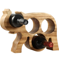 202409 organisateur de casier à vin en forme d'éléphant 4 bouteilles porte-vin en bois avec présentoir pour décor de bar de cuisine
