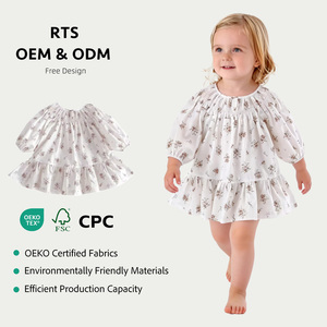 Vestito da Principessa alla Moda per Neonata Angou, Stile Coreano Primaverile con Piccoli Fiori e Maniche Lunghe all'Uncinetto - Product Image 1