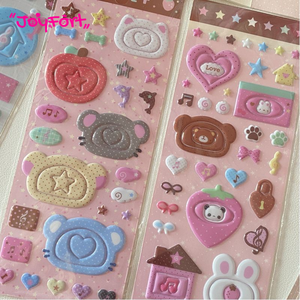 Autocollants mignons coréens Wowei 3D en forme d'animaux, en papier souple brillant, accents décoratifs étoiles, imprimés style Kawaii Gummy, autocollants plats pour <span class=keywords><strong>tablette</strong></span> CCD - Product Image 3