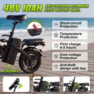 CE Certified US Warehouse Leisure Rider Mini 48V 560W Lithium Battery Brushless Folding Electric Bike Single Speed Disc Brakes - Product Image 4