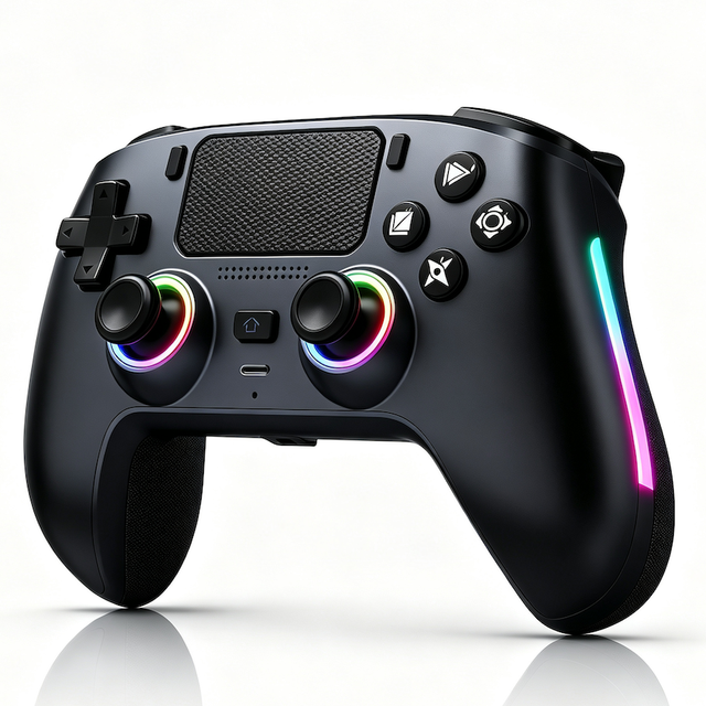 For PS5 Wireless Game Controller with RGB Lights 6-axis Gyroscope Vibration Motor Turbo Macro Programmable Hall Trigger Function
